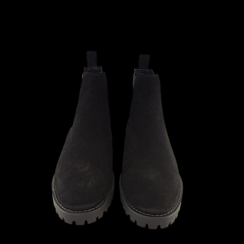 Quince Italian Suede Lug Sole Chelsea Boot Black Shoes 6